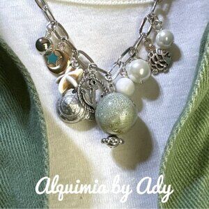 Maximalist multi charms statement necklace